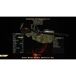 Two Shot 25FFR 15R .50 Cal Machine Gun TS2515 | Max Level 45 | Fast Delivery
