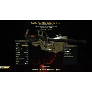 Two Shot Explosive Fast Reload .50 Cal Machine Gun TSEFR | Max Level 45 | Fast Delivery