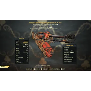 Vampire’s 50% VATS Crit Damage 35AP Flamer (Napalmer) V5035 | Enclave/Flamer Build | Max Level 50 | Fast Delivery