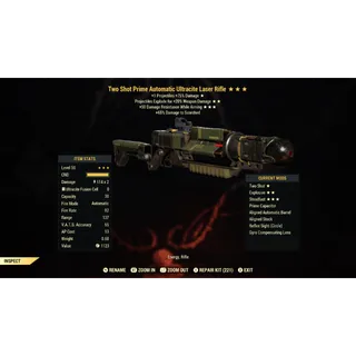 Two Shot Explosive +50 Damage Resistance While Aiming Ultracite Laser Rifle TSE50 | Max Level 45 | Fast Delivery