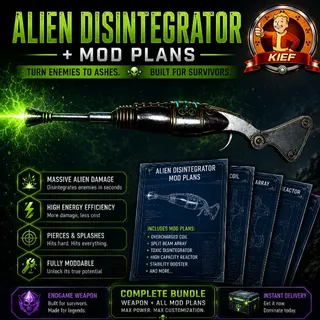 Plan: Alien Disintegrator + Mod Plans Bundle | Rare Invaders From Beyond Plans | Fast Delivery | Fallout 76