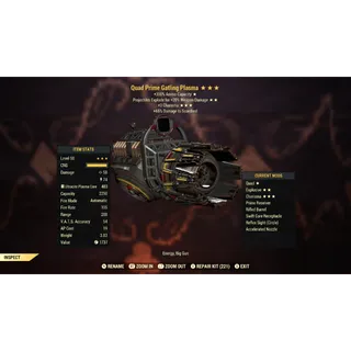 Quad Explosive +3 Charisma Gatling Plasma QE+3CHA | Max Level 50 | Fast Delivery