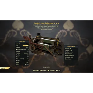 Vampire’s +50 Damage Resistance While Aiming Gatling Laser VE DR Aim| Max Level 45 | Fast Delivery