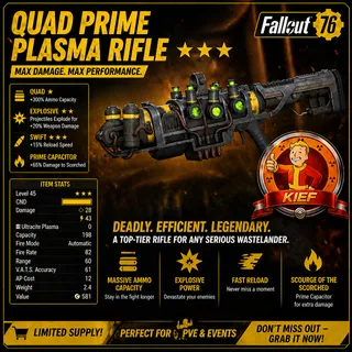 Quad Explosive Plasma Rifle ★★★ | Droppable | True Flamer + Reflex | Rare