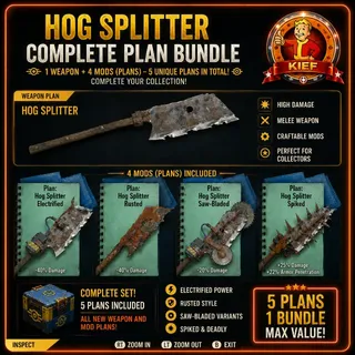 Hog Splitter Complete Bundle + free Recipes🎁| Weapon Plan + All 4 Mod Plans | Fast Delivery