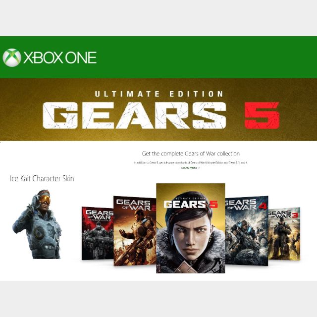 GEARS 5 ULTIMATE EDITION & GEARS OF WAR 1,2,3,4 COLLECTION WITH ICE KAIT SKIN XBox One Games