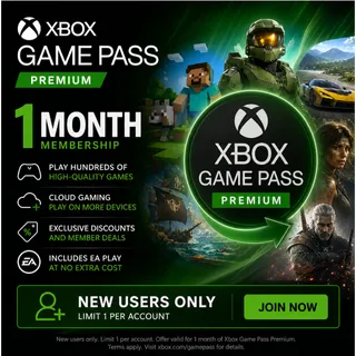 Xbox Game Pass Premium 1 Month Membership for New Users only