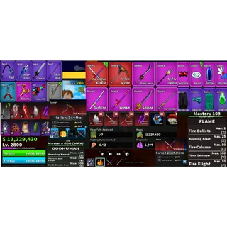 #056 Blox Fruits Account Lvl 2800 : Shark / Fish V4 Full Gear + Godhuman + Cursed Dual Katana , Hallow Scythe 