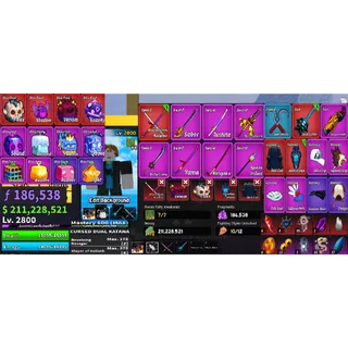 #034 Blox Fruits Account Lvl 2800 : 7 RACE V4 Full Gear , Godhuman , Cursed Dual Katana , Skull Guitar , Levithan Shield,...