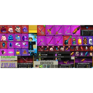 #059 Blox Fruits Account Lvl 2800 : 7 RACE V4 Full Gear ,Levithan Shield,  Godhuman , Cursed Dual Katana , Skull Guitar , 93M