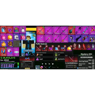 #040 Blox Fruits Account Lvl 2800 : Rabbit / Mink  V4 Full Gear + Godhuman + Cursed Dual Katana , Skull Guitar, Coral Crown. 