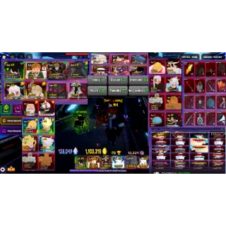 #104 Anime Vanguards SUPER META ACCOUNT : 8 MONARCH - Shiny Brolzi Monarch , Iscanor Monarch , Lich King Monarch,...