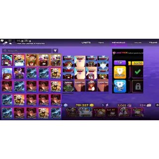 #098 Anime Vanguards SUPER META Account : Lvl 75 : 4 Monarch - Monarch Lich King(Ruler) ,Monarch God (Standless)