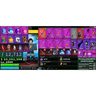 #042 Blox Fruits Account Lvl 2800 : Mink / Rabbit V4 Full Gear + Godhuman + Cursed Dual Katana , Skull Guitar