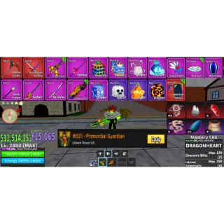 #017 Blox Fruit Account : Race DRACO V4 Full gear , Lvl 2800 , 12M Beli , 15k Fragment , Crused Dual Katana,Hallow Scythe ...