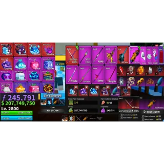 #035 Blox Fruits Account Lvl 2800 : 7 RACE V4 Full Gear , Godhuman , Cursed Dual Katana , Skull Guitar ,207M Beli, 245k Fg