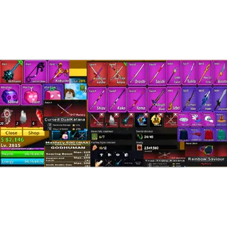 #052 Blox Fruits Account Lvl 2800 : 6 RACE V4 Full Gear , Godhuman , Cursed Dual Katana , True Triple Katana, Skull Guitar 