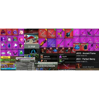 #070 Blox Fruits Account Lvl 2865 : 3.9M Bounty , Ghoul V4 Full Gear, Draco v3, Angle v3 , Using Kitsune , Instinct v2,Godhuman