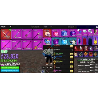 #020 Blox Fruits Account Lvl 2800 : 6 RACE V4 Full Gear ( Human, Shark ,Rabbit, Angle, Cyborg, Ghoul) + Godhuman + CDK