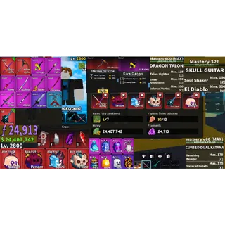 #023 Blox Fruits Account Lvl 2800 : 6 RACE V4 Full Gear ( Human, Shark ,Rabbit, Angle, Cyborg, Ghoul) + Godhuman + CDK