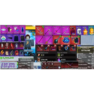 #068 Blox Fruits Account Lvl 2800 : 2 Race V4 Full Gear (Fish / Shark + Ghoul ) , Using Kitsune + Godhuman + CDK