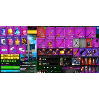 #037 Blox Fruits Account Lvl 2800 : 7 RACE V4 Full Gear , Godhuman , Cursed Dual Katana , Skull Guitar ,13M Beli, Buddha