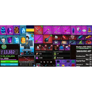 #054 Blox Fruits Account Lvl 2800 : Ghoul V4 Full Gear + Sangui Art + Godhuman + Cursed Dual Katana , Skull Guitar
