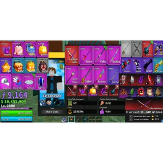 #041 Blox Fruits Account Lvl 2800 : Cyborg  V4 Full Gear + Godhuman + Cursed Dual Katana , Skull Guitar . 19M Beli ,9k f