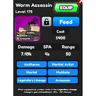 ASTD Worm Assasin Lvl 175 - Toji - All Star Tower Defense