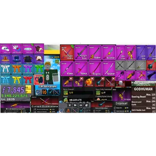 #055 Blox Fruits Account Lvl 2800 : 6 RACE V4 Full Gear + Angle v3 , Godhuman , Cursed Dual Katana ,  Skull Guitar ,...
