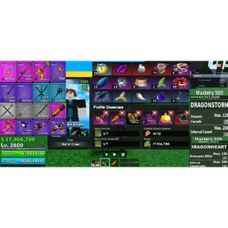 #025 Blox Fruits Account Lvl 2800 : Draco RACE V4 Full Gear + Godhuman + Dragon heart , Dragon Storm.