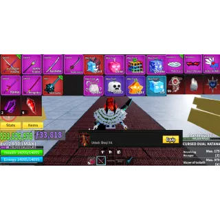 #015 Blox Fruit Account : Lvl 2800 GHOUL V4 Full Gear , Sangui Art ,Godhuman , Crused Dual Katana,...