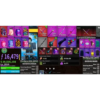#065 Blox Fruits Account Lvl 2800 : 2 Race  V4 Full Gear ( Human v4 + Rabbit/Mink v4 ) + Godhuman + Cursed Dual Katana ,...