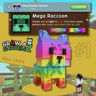 MEGA RAINBOW RACCOON ( 1 exits ) 1 in 50.000.000 - REAL - grow a garden 2