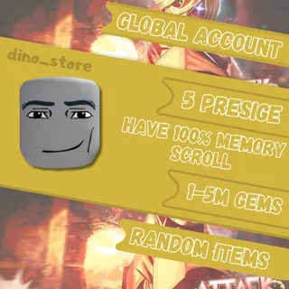 Aotr Account, 5 Prestige - Random lvl, 1-10m Gems, Random items and random memory scrolls