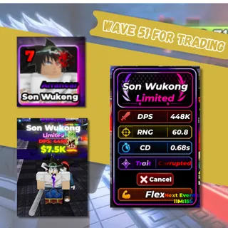 DEFEND YOUR BASE WITH ANIME - SON WUKONG ( LIMITED ) 448K/SEC