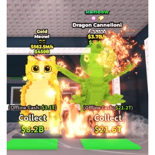 Steal a brainrot bundle ( Meowl Gold and Rainbow dragon cannelloni 3.7b/s )