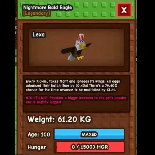 HUGE NIGHTMARE BALD EAGLE |60KG