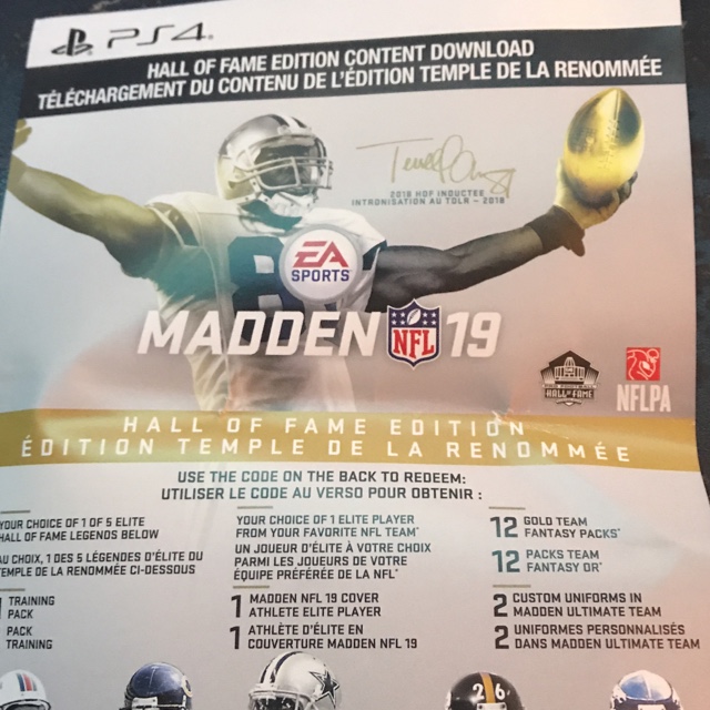 Madden 19 Hall Of Fame Dlc Only Ps4 Ps4 Games - 