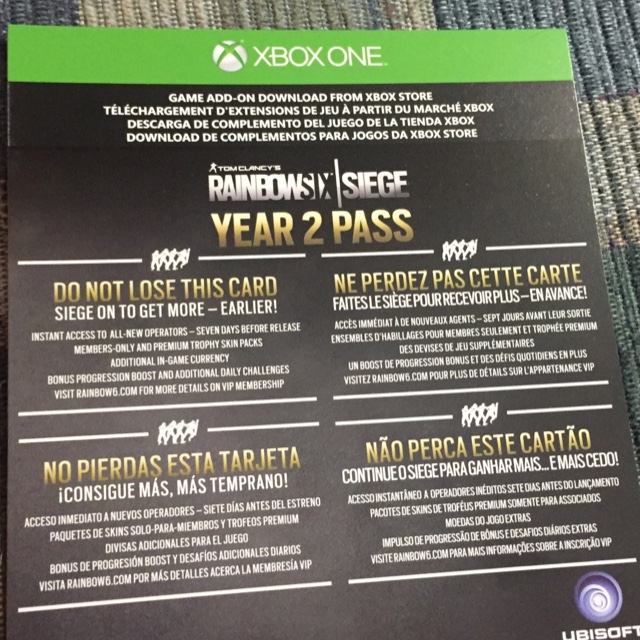 Rainbow Six Siege Year 2 Season Pass DLC (Xbox One) XBox One Games Gameflip