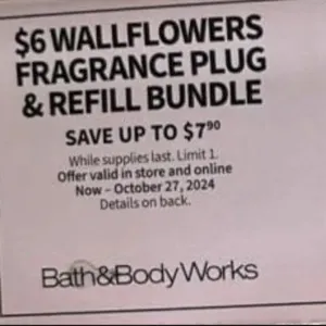 Bath and body works $6 wall flower bundle codes x4