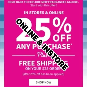 X1 Bath and body works 25%  WITH FREE SHIPPING 
