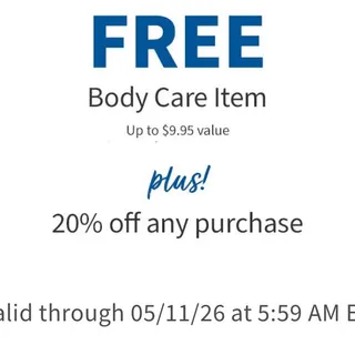 X1 Bath and body works 20% plus free travel ONLINE ONLY 