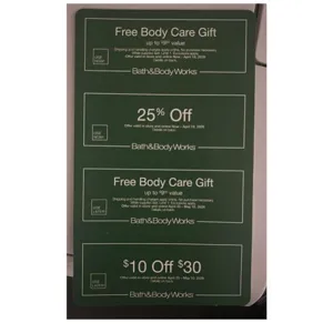 BATH AND BODY COUPON STRIP (I SEND PHOTO OF BACK)