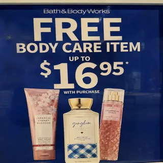 Bath and body works free body care item up to 16.95 w purchase 