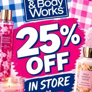 Bath and body works 25% off instore 