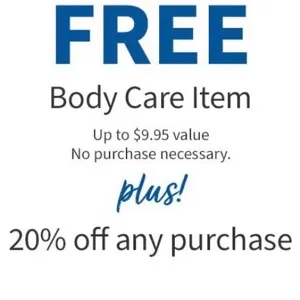 Bath and body works free body care up to 9.95 + 20% off