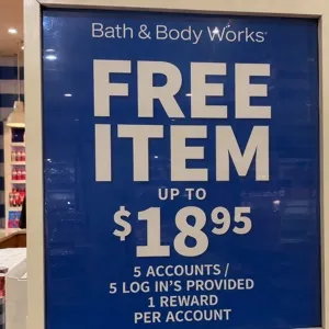 Bath and body works 5 rewards 18.95 (1 PER ACCOUNT)