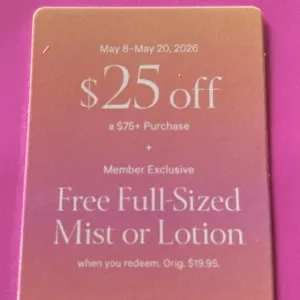 Victoria secret pink 25 off 75 + free mist or lotion 