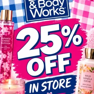 Bath and body works 25% off instore 
